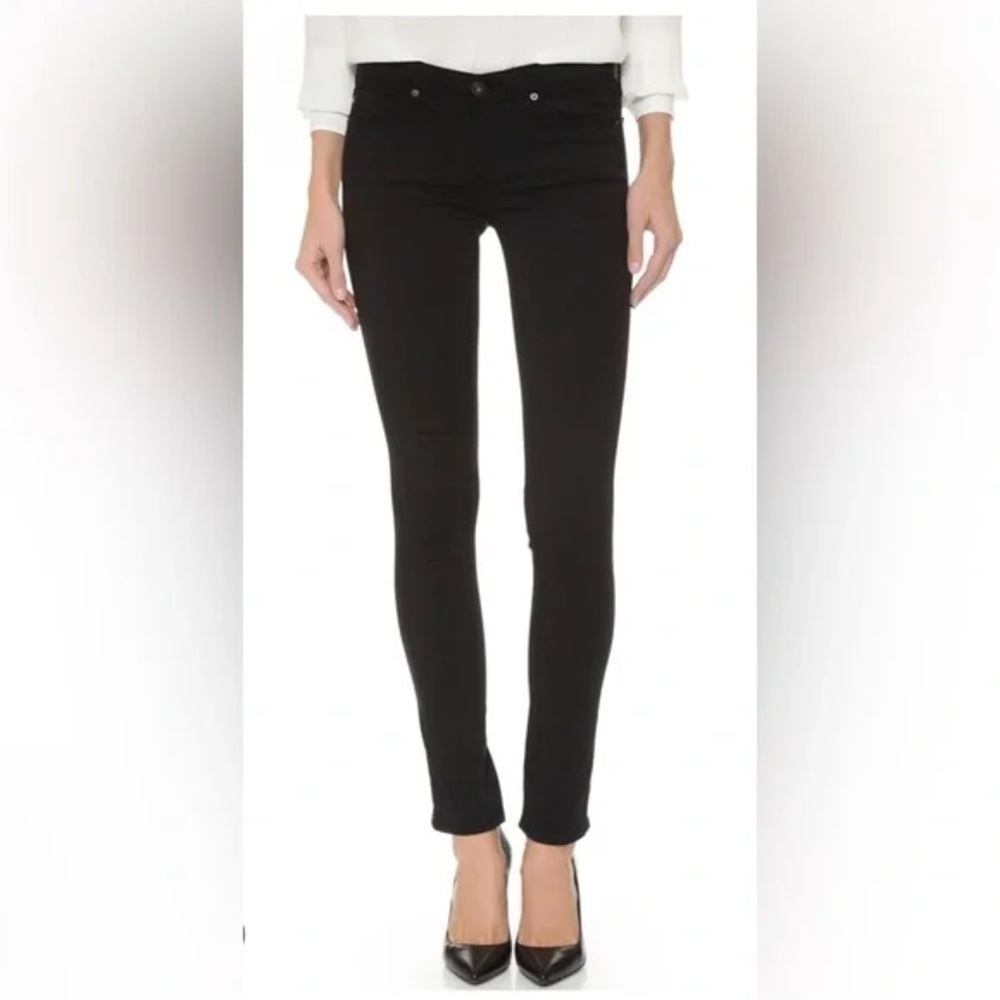 AG the Stilt Crop Mid-Rise Black Denim Size 28